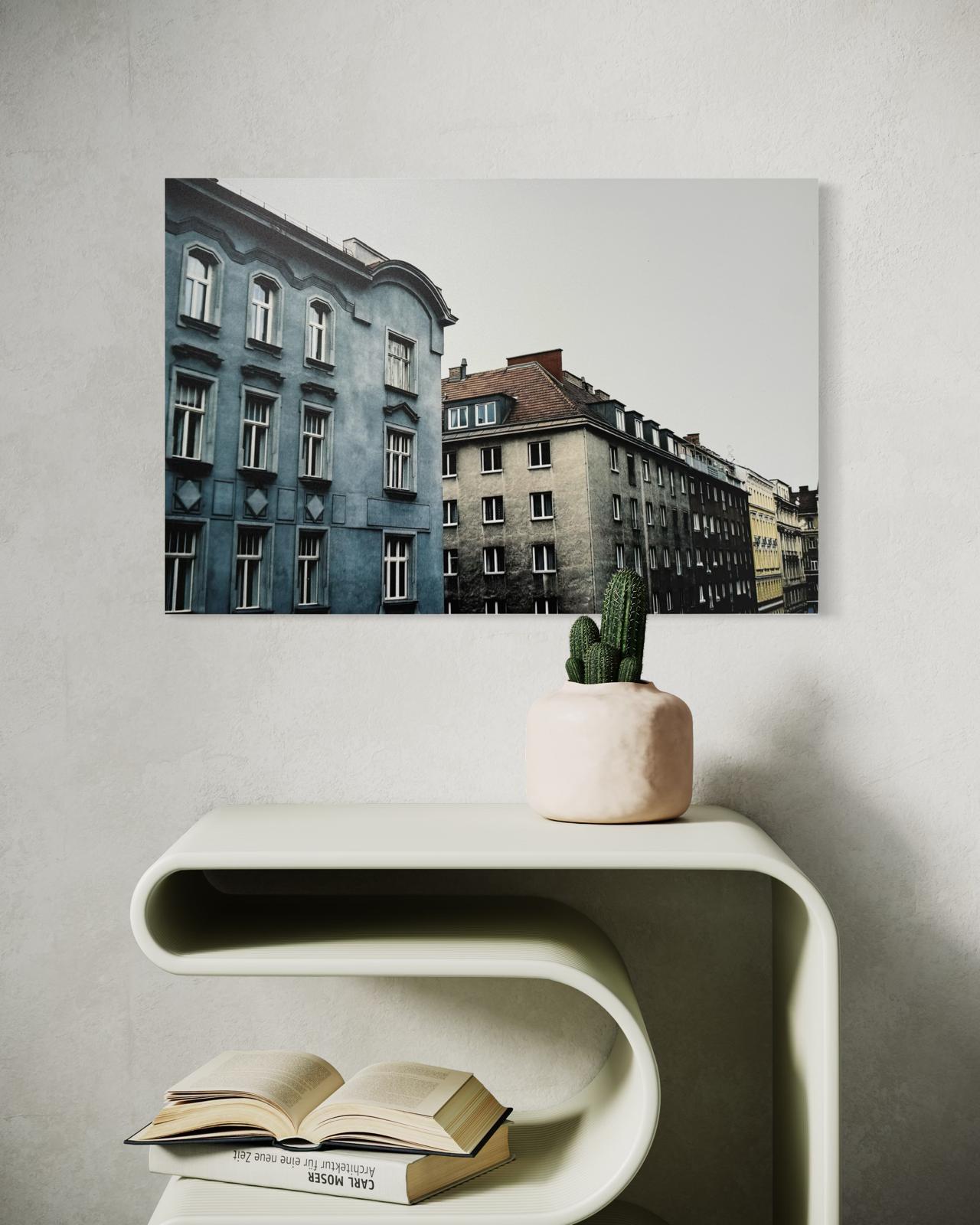 "THREE COLOR HOUSES" Aluminium Print