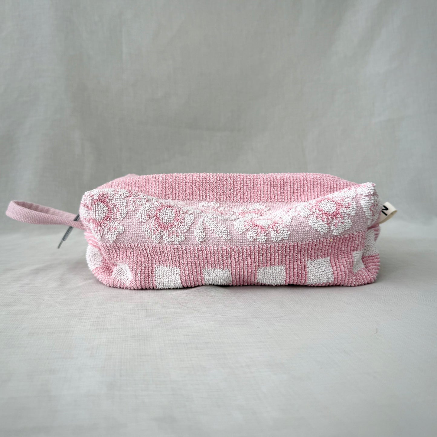 “CHERRY BLOSSOM” • UPCYCLED TERRY CLOTH COSMETIC BAG