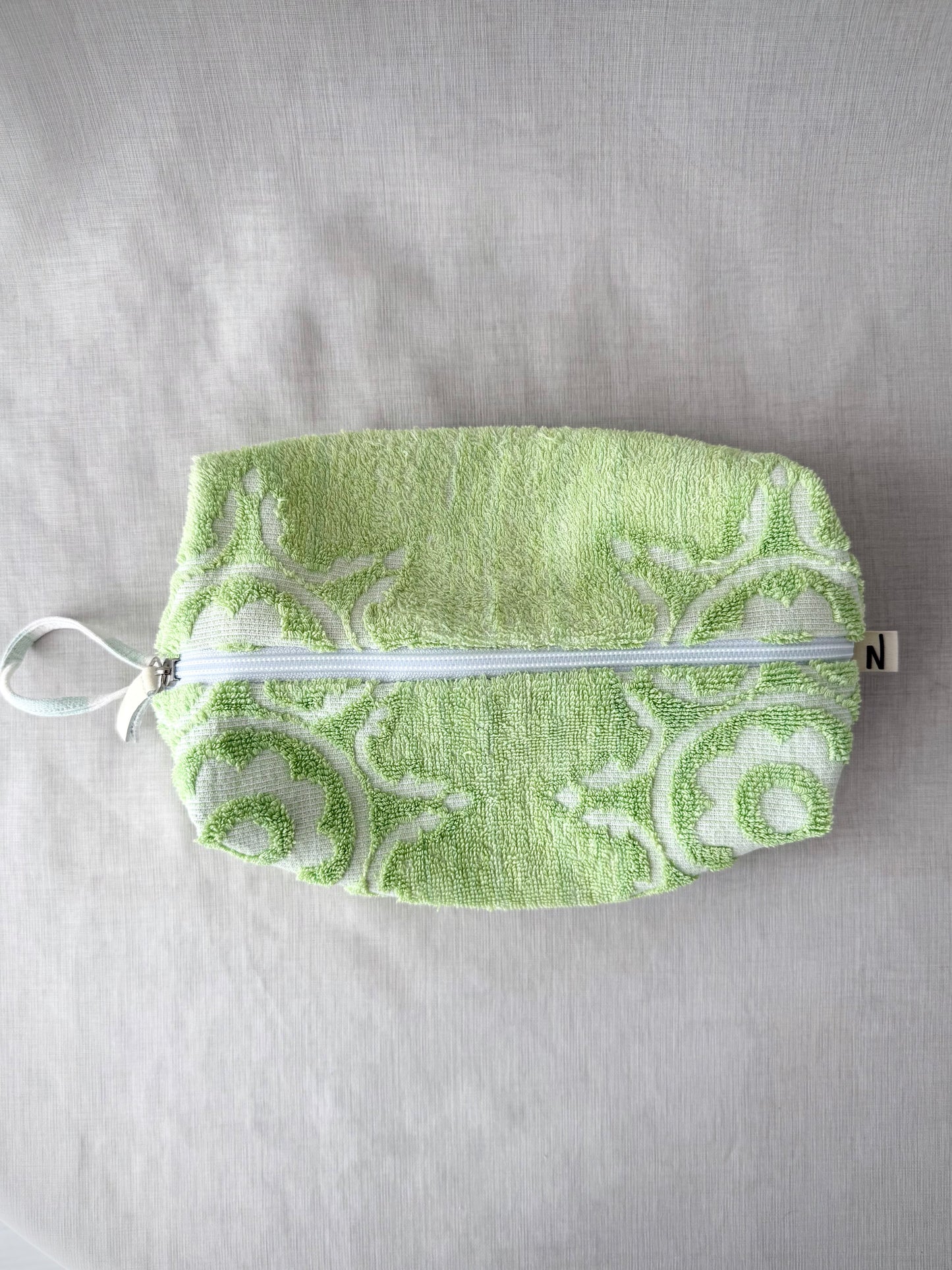 “SAGE” • UPCYCLED TERRY CLOTH COSMETIC BAG