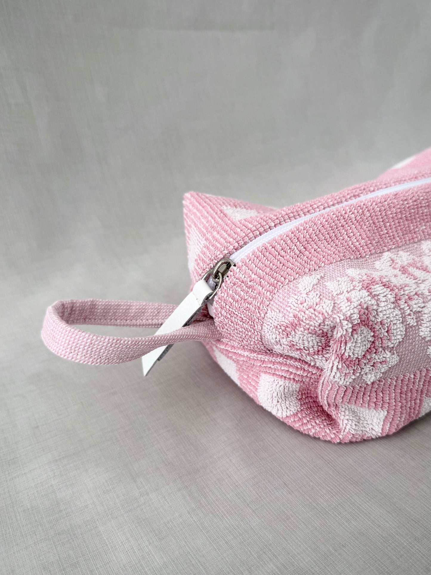“CHERRY BLOSSOM” • UPCYCLED TERRY CLOTH COSMETIC BAG
