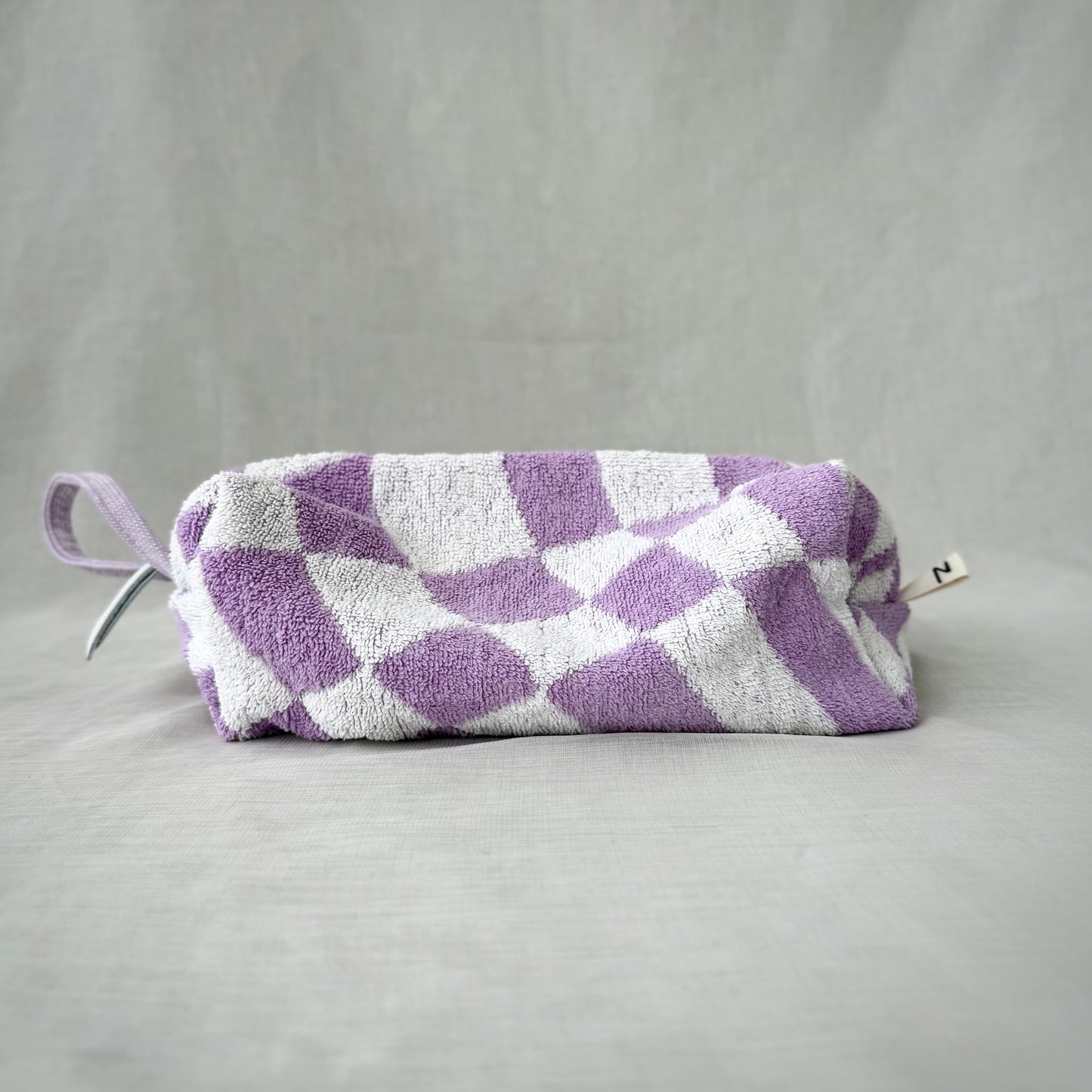 “LAVENDER FIELD” • UPCYCLED TERRY CLOTH COSMETIC BAG