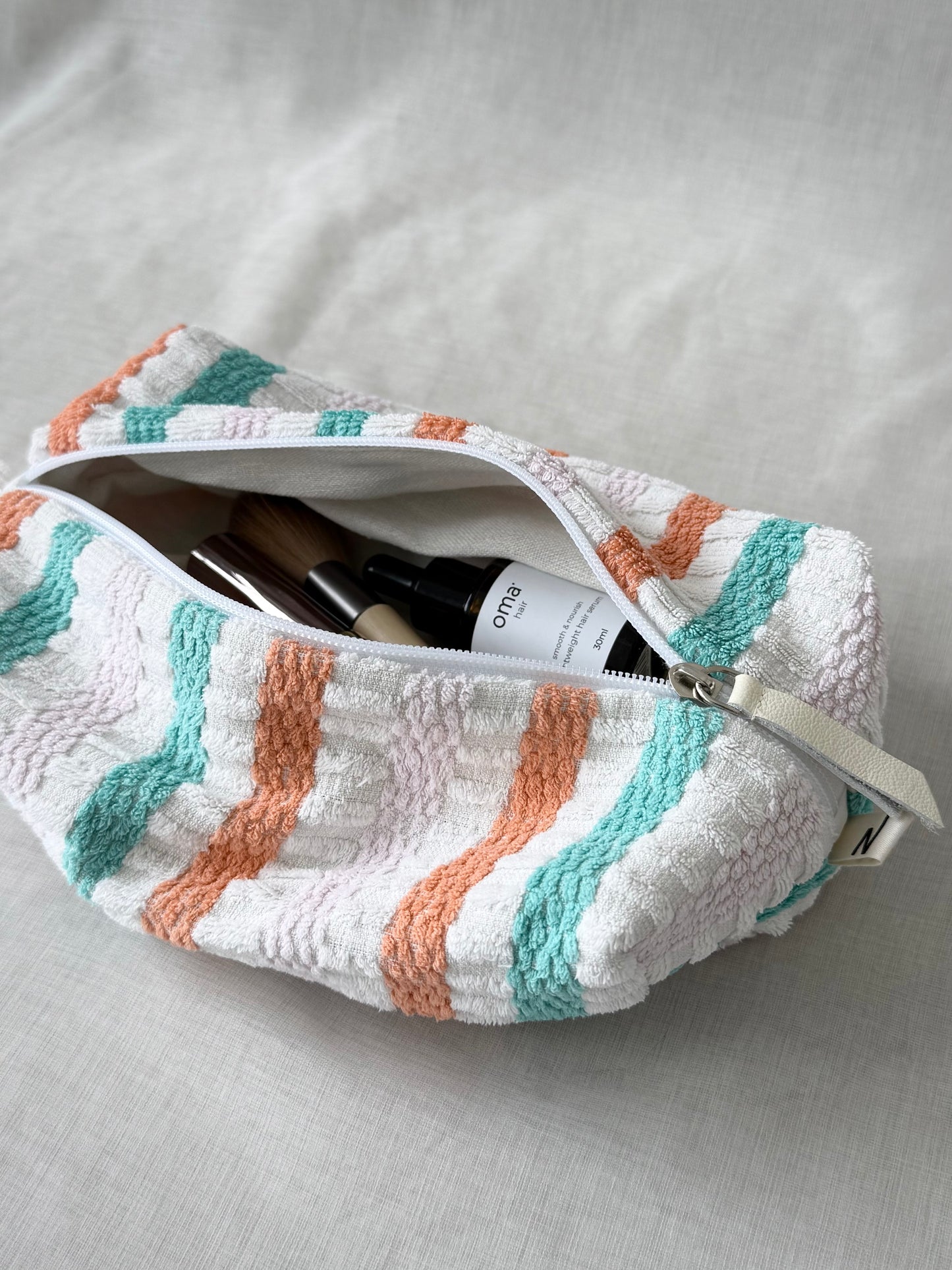 “RIVIERA” • UPCYCLED TERRY CLOTH COSMETIC BAG